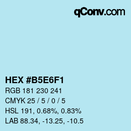 カラーコード: HEX #B5E6F1 | qconv.com