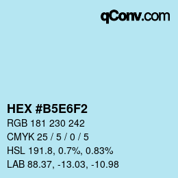 カラーコード: HEX #B5E6F2 | qconv.com