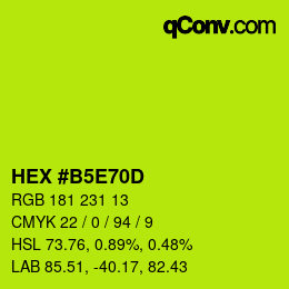 Color code: HEX #B5E70D | qconv.com