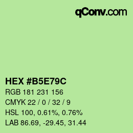 Farbcode: HEX #B5E79C | qconv.com