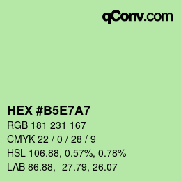Color code: HEX #B5E7A7 | qconv.com