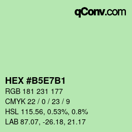 Color code: HEX #B5E7B1 | qconv.com