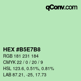 Farbcode: HEX #B5E7B8 | qconv.com