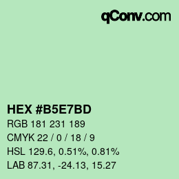 颜色代码: HEX #B5E7BD | qconv.com