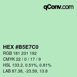 Farbcode: HEX #B5E7C0 | qconv.com
