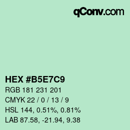 カラーコード: HEX #B5E7C9 | qconv.com
