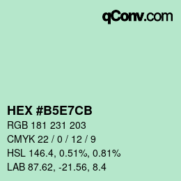 カラーコード: HEX #B5E7CB | qconv.com