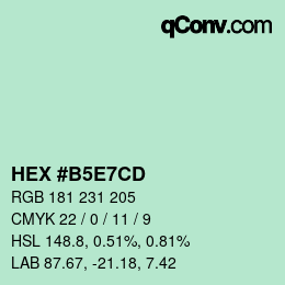Color code: HEX #B5E7CD | qconv.com