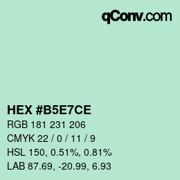 Color code: HEX #B5E7CE | qconv.com