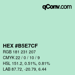 Farbcode: HEX #B5E7CF | qconv.com