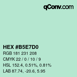 Farbcode: HEX #B5E7D0 | qconv.com