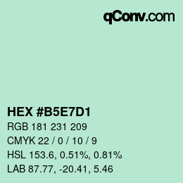 Color code: HEX #B5E7D1 | qconv.com