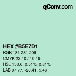 カラーコード: HEX #B5E7D1 | qconv.com