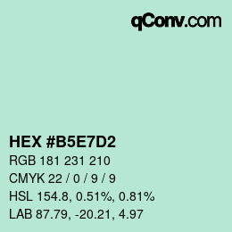 Color code: HEX #B5E7D2 | qconv.com