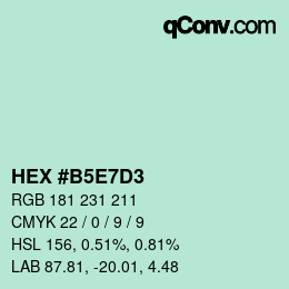 Farbcode: HEX #B5E7D3 | qconv.com