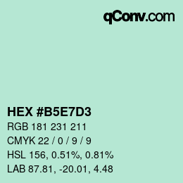 Color code: HEX #B5E7D3 | qconv.com