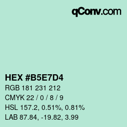 Farbcode: HEX #B5E7D4 | qconv.com