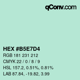 Color code: HEX #B5E7D4 | qconv.com