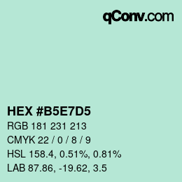 Color code: HEX #B5E7D5 | qconv.com