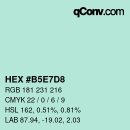 Color code: HEX #B5E7D8 | qconv.com