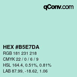 Color code: HEX #B5E7DA | qconv.com