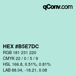 Color code: HEX #B5E7DC | qconv.com