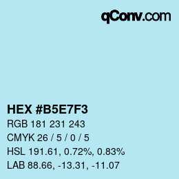 Color code: HEX #B5E7F3 | qconv.com