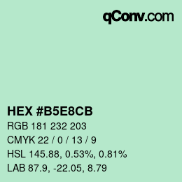 Color code: HEX #B5E8CB | qconv.com