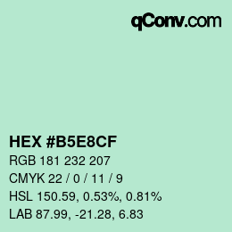 Color code: HEX #B5E8CF | qconv.com