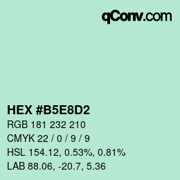 颜色代码: HEX #B5E8D2 | qconv.com
