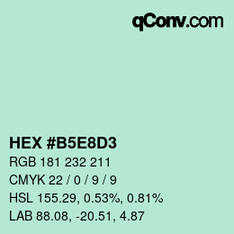カラーコード: HEX #B5E8D3 | qconv.com