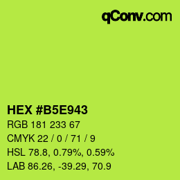 Farbcode: HEX #B5E943 | qconv.com