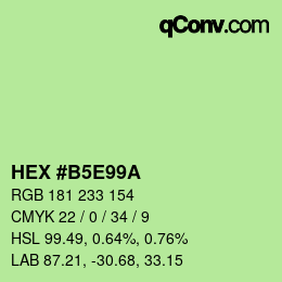 Color code: HEX #B5E99A | qconv.com