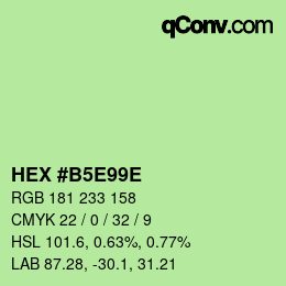 Código de color: HEX #B5E99E | qconv.com