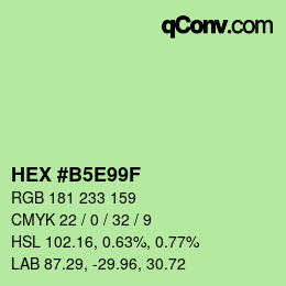 Color code: HEX #B5E99F | qconv.com