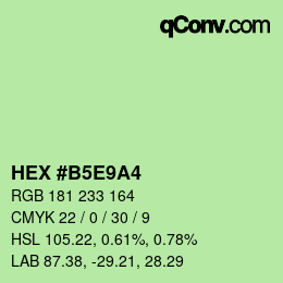 Farbcode: HEX #B5E9A4 | qconv.com