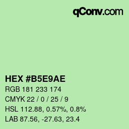 Color code: HEX #B5E9AE | qconv.com