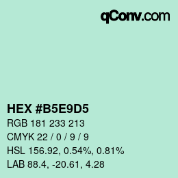 カラーコード: HEX #B5E9D5 | qconv.com
