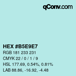 Color code: HEX #B5E9E7 | qconv.com