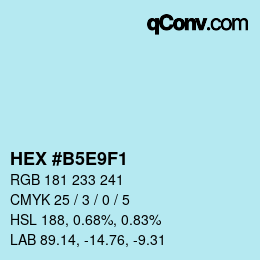 Farbcode: HEX #B5E9F1 | qconv.com
