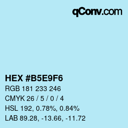 カラーコード: HEX #B5E9F6 | qconv.com