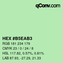 Color code: HEX #B5EAB3 | qconv.com