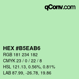 Color code: HEX #B5EAB6 | qconv.com
