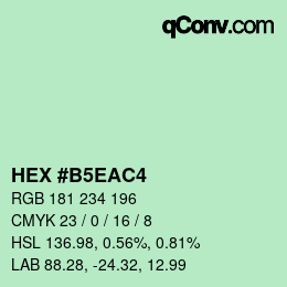 Farbcode: HEX #B5EAC4 | qconv.com