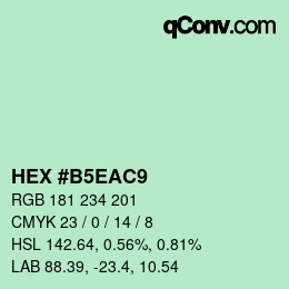 Color code: HEX #B5EAC9 | qconv.com
