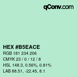 Color code: HEX #B5EACE | qconv.com