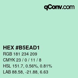 Color code: HEX #B5EAD1 | qconv.com