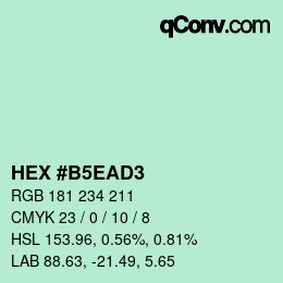 カラーコード: HEX #B5EAD3 | qconv.com