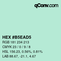 Color code: HEX #B5EAD5 | qconv.com