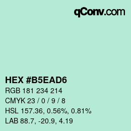 Color code: HEX #B5EAD6 | qconv.com